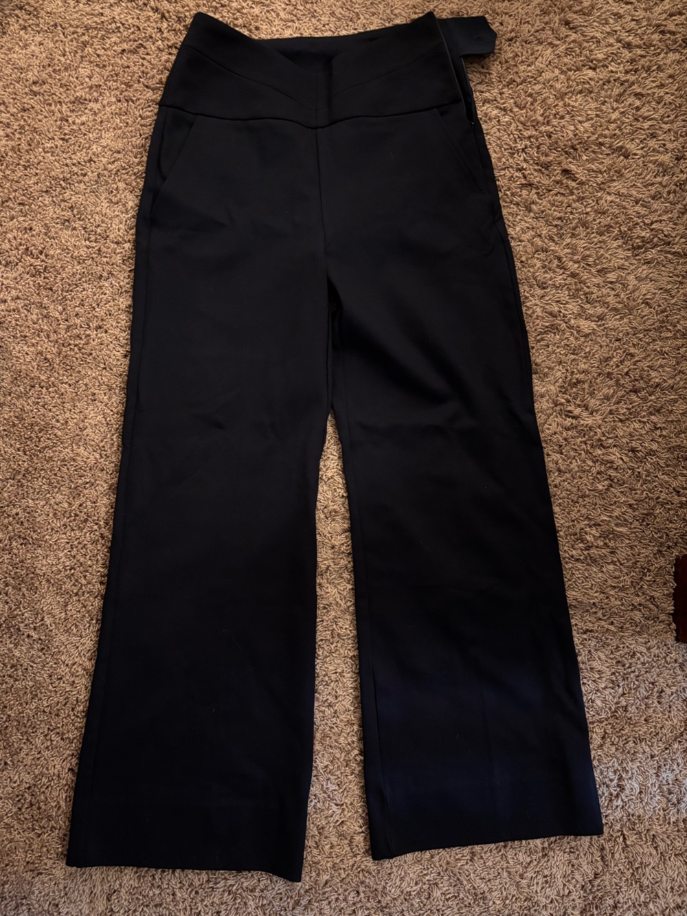 CAbi Navy Side button Wide-Leg Pull-On Trousers